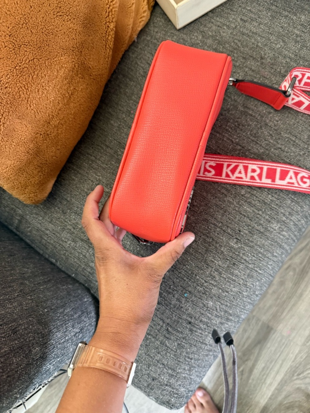 Karl Lagerfeld Coral Camera Crossbody with Icon Charm - Picture 7 of 7